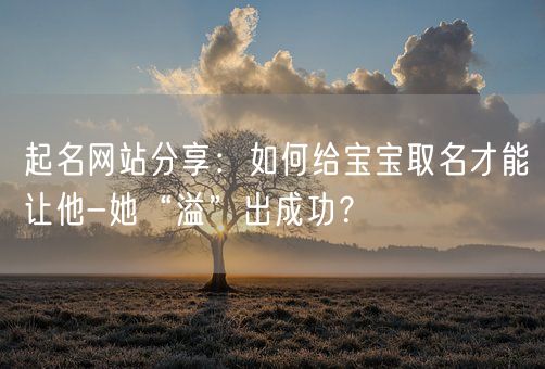 起名网站分享:如何给宝宝取名才能让他-她“溢”出成功?(图1) 起名网站分享:如何给宝宝取名才能让他-她“溢”出成功?(图1)