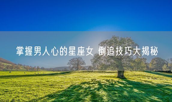 掌握男人心的星座女 倒追技巧大揭秘(图1)