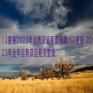 12星座2023年运势及运程查询表 12星座 2023年全年运势及运程完整版