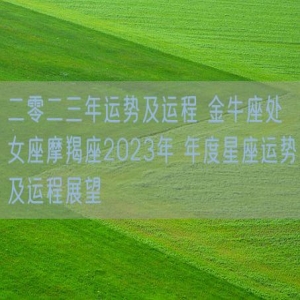二零二三年运势及运程 金牛座处女座摩羯座2023年 年度星座运势及运程展望