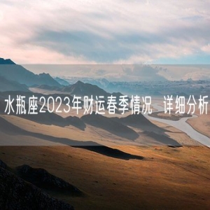 水瓶座2023年财运春季情况  详细分析