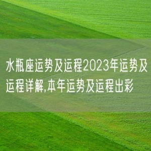 水瓶座运势及运程2023年运势及运程详解,本年运势及运程出彩