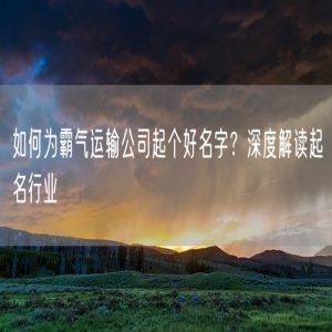 如何为霸气运输公司起个好名字？深度解读起名行业