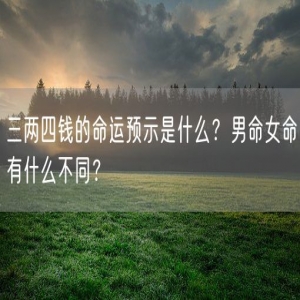 三两四钱的命运预示是什么？男命女命有什么不同？