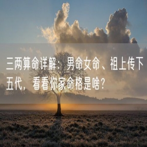 三两算命详解:男命女命、祖上传下五代,看看你家命格是啥?