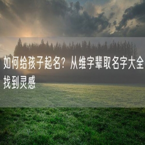 如何给孩子起名？从维字辈取名字大全找到灵感