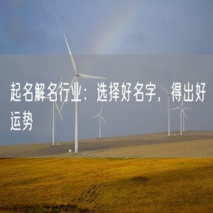 起名解名行业：选择好名字，得出好运势