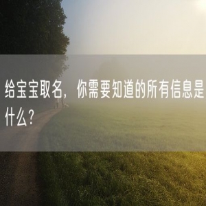 给宝宝取名，你需要知道的所有信息是什么？