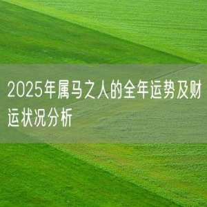 2025年属马之人的全年运势及财运状况分析